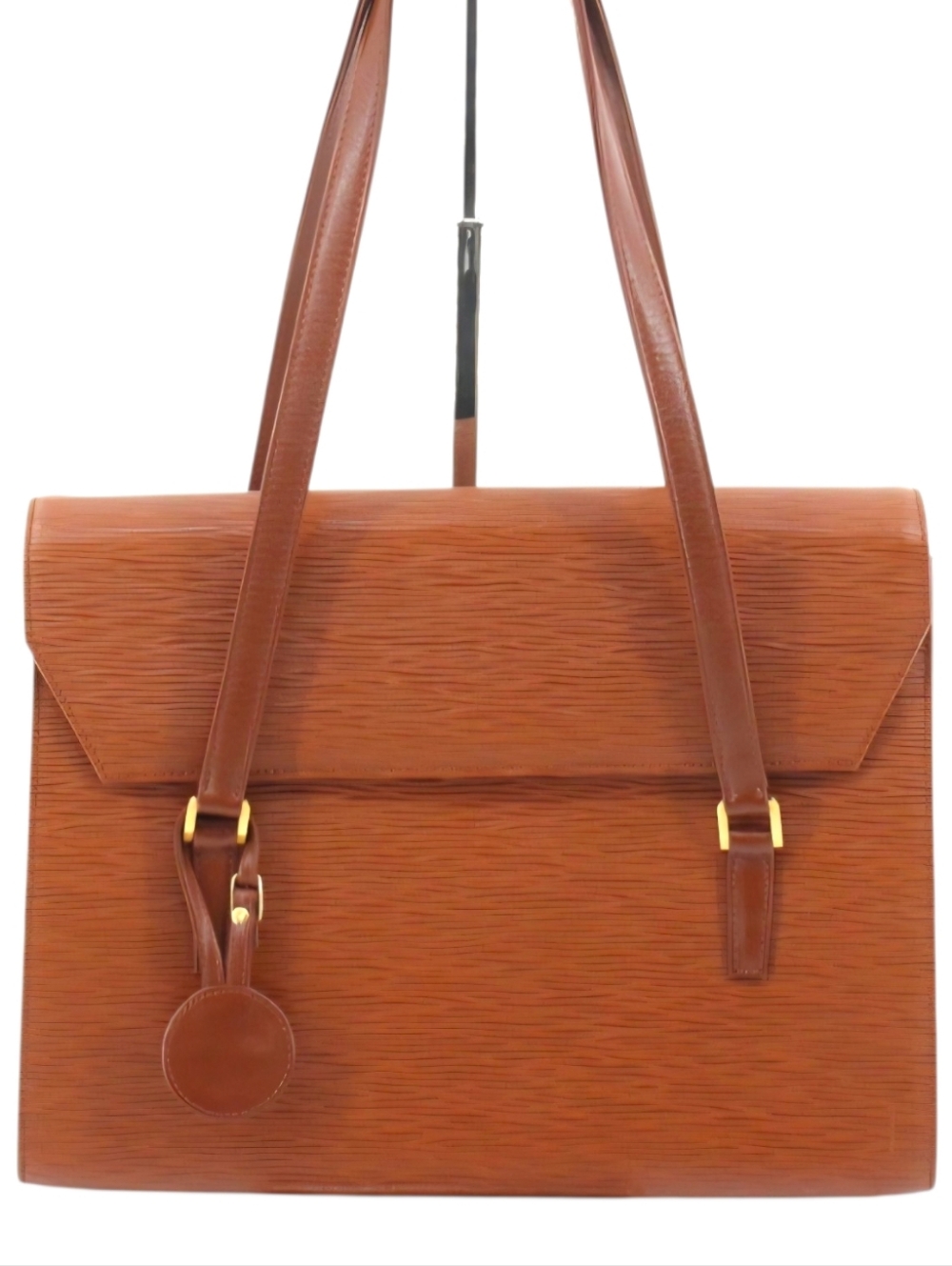 Valentino Garavani Classic Structured Shoulder Bag Brown Epi Leather Vintage